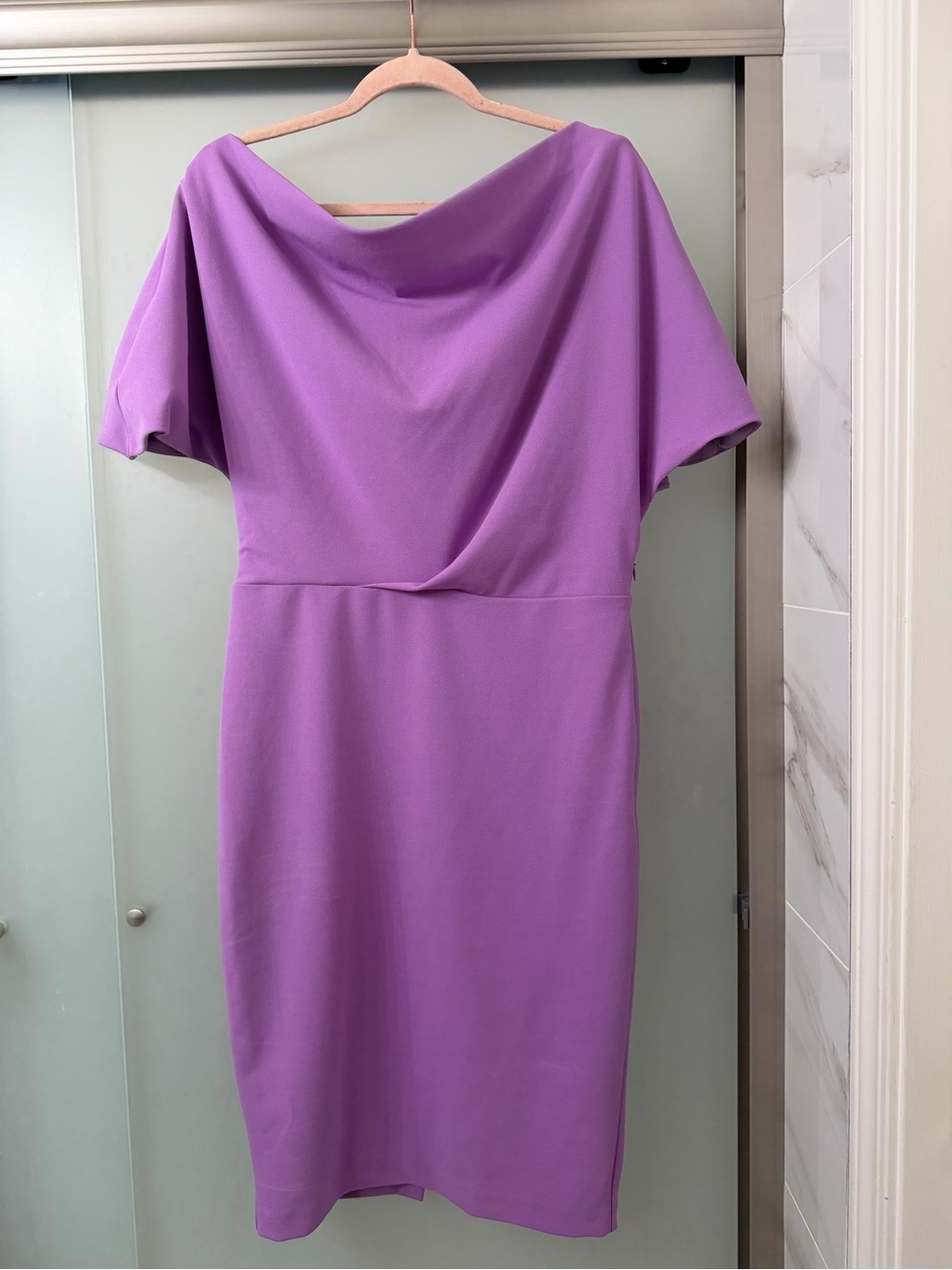 Alexia Admor Lilac Draped Neck Sheath Dress - Women